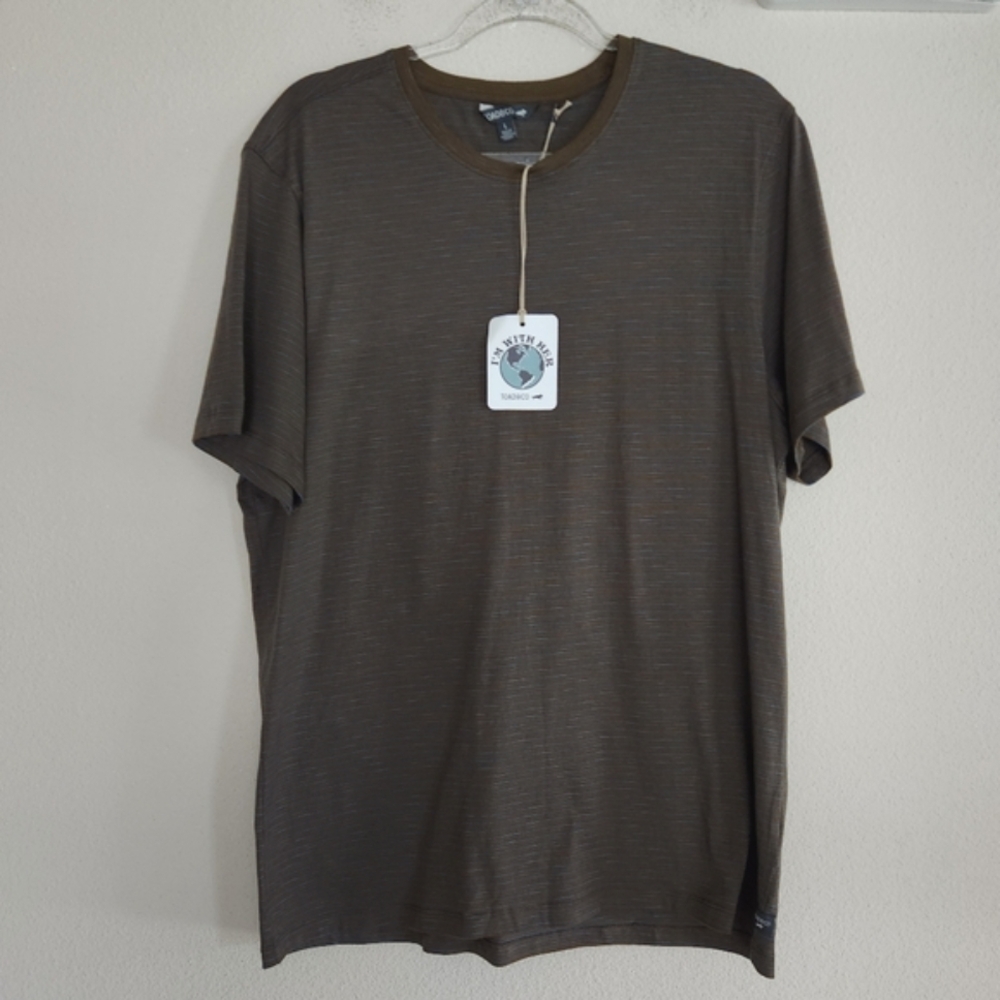 Toad&Co Mens Tempo Striped Organic Cotton Crewneck Tshirt Size Large NWT - Picture 2 of 11